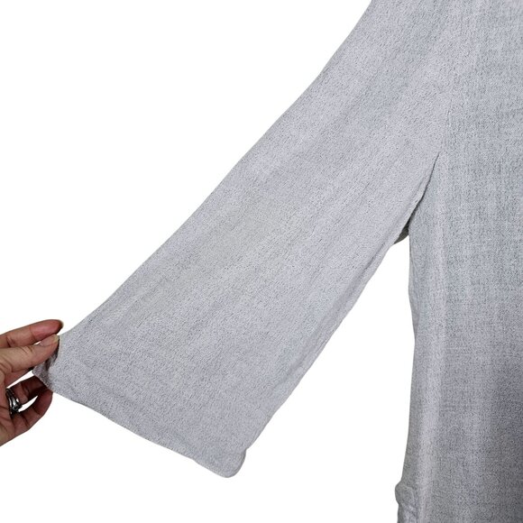 Soft Surroundings Linen Blend Jacket L Wood Button 3/4 Sleeve Relaxed Coastal - Picture 5 of 10